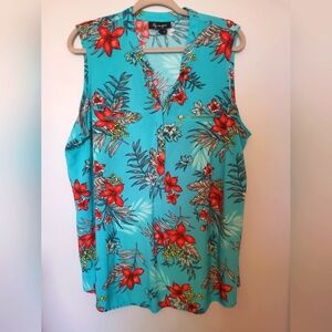 4 for $25 💥 Lily Morgan sleeveless flowered blouse zipper accent size 1X